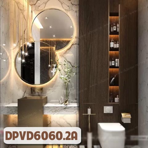 Gương tròn khung kim loại mạ PVD có đèn led DPVD6060.2A