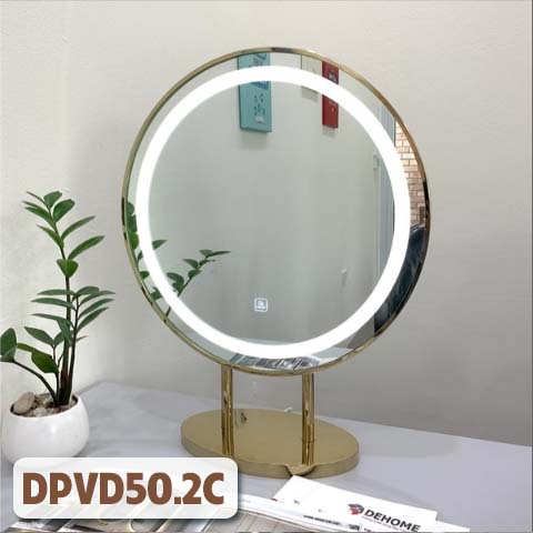 Gương Bàn Trang Điểm Khung Mạ PVD Có Chân Đế - DPVD50.2C