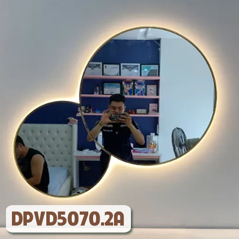 Gương Trang Điểm Hình Tròn Có Đèn Led Viền Mạ PVD - DPVD5070.2A