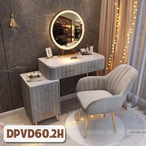 Gương để bàn khung mạ PVD có đèn led DPVD60.2H