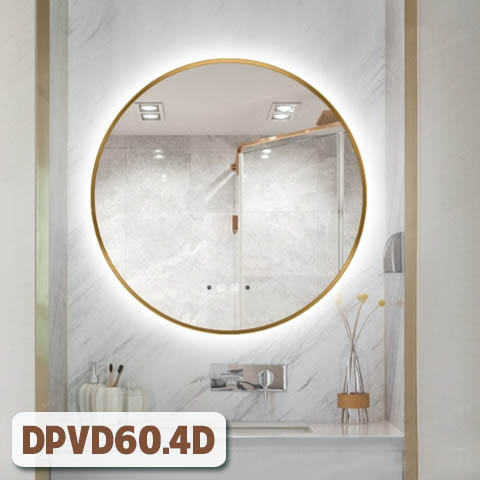 Gương tròn khung inox mạ PVD màu vàng DPVD60.4D