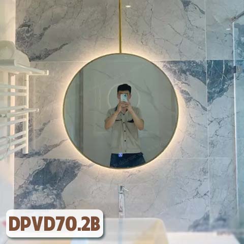 Gương khung mạ PVD có đèn led hình tròn DPVD70.2B