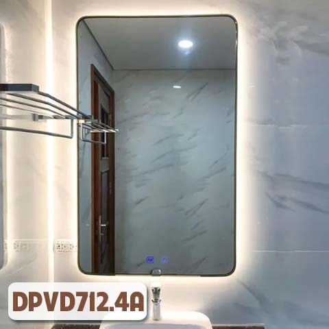 Gương phòng tắm đèn led khung mạ PVD màu vàng DPVD712.4A