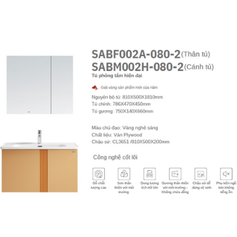 TỦ PHÒNG TẮM HIỆN ĐẠI SABF002A-080-2 ( Thân tủ) / SABM002H-080-2 ( Cánh tủ)