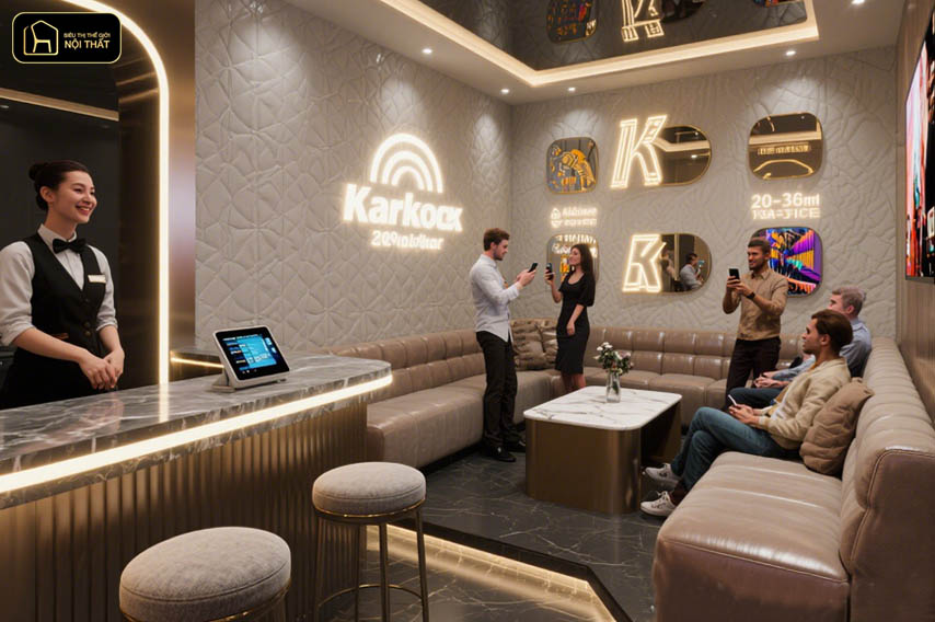 Khu vực sảnh chờ phòng karaoke