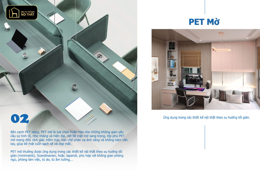 vật liệu trang trí pet mờ