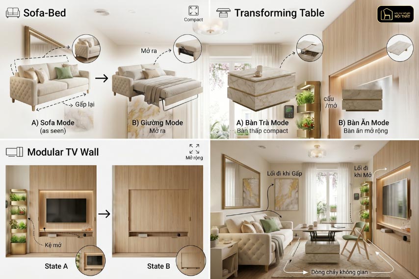 Cách chọn nội thất đa năng cho không gian nhỏ tối ưu diện tích