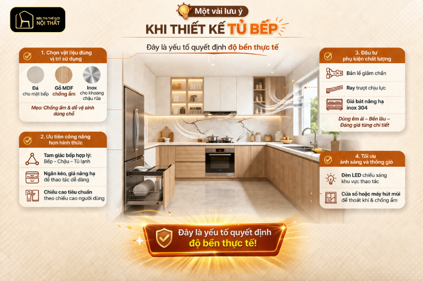 Xu hướng thiết kế tủ bếp 2026: Giải pháp tối ưu cho không gian bếp hiện đại