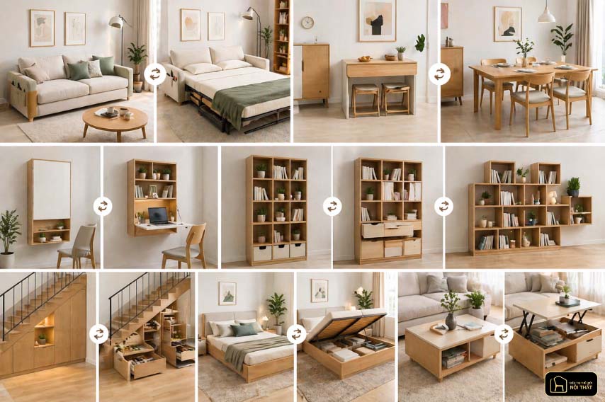 Cách chọn nội thất đa năng cho không gian nhỏ tối ưu diện tích
