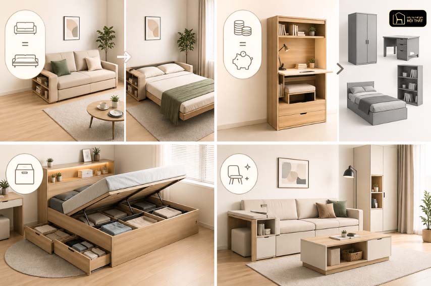 Cách chọn nội thất đa năng cho không gian nhỏ tối ưu diện tích