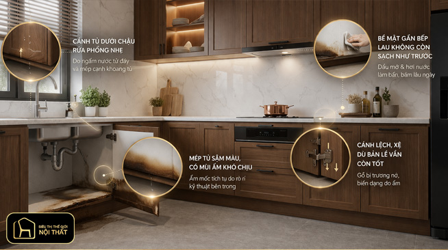 các tình trạng thường gặp ở tủ bếp sau 1-2 năm 